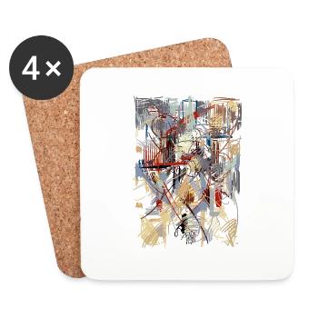 Abstrakte Kunst - Untersetzer (4er-Set) - Weiß - Vorne