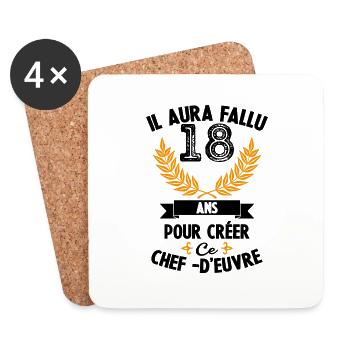 18 ans anniversaire 18 anniversaire cadeau 18 ans - Dessous de verre (lot de 4) - blanc - Devant