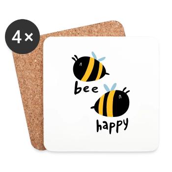 Bee Happy - Dessous de verre (lot de 4) - blanc - Devant