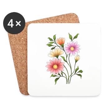 Flowers - Coasters (set of 4) - white - Front