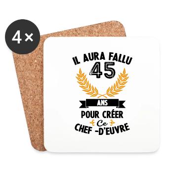 45 Ans anniversaire 45 anniversaire cadeau 45 ans - Dessous de verre (lot de 4) - blanc - Devant