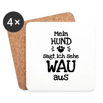 Hund wau - Untersetzer (4er-Set) - Weiß - Vorne