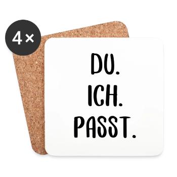 du ich passt lustiger Spruch Paar Freundschaft - Untersetzer (4er-Set) - Weiß - Vorne