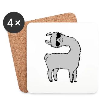 Lama a l’air tordu - Dessous de verre (lot de 4) - blanc - Devant