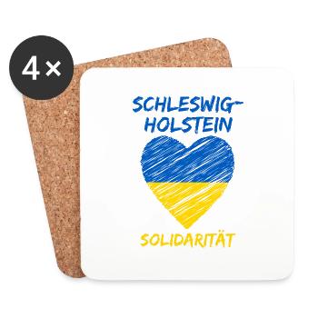 Schleswig-Holstein Solidarität Ukraine Friede - Untersetzer (4er-Set) - Weiß - Vorne