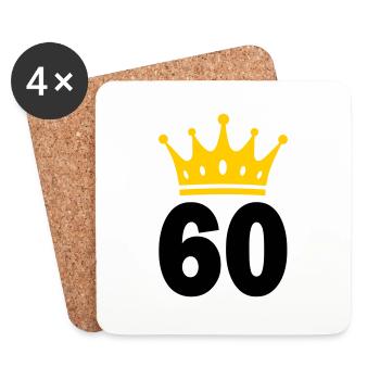 60 Krone 60. Geburtstag 60 Jahre - Untersetzer (4er-Set) - Weiß - Vorne