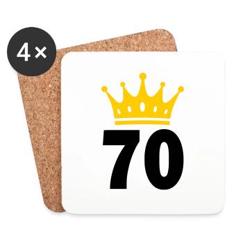 70 Krone 70. Geburtstag 70 Jahre - Untersetzer (4er-Set) - Weiß - Vorne