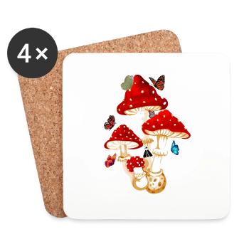 butterfly mushroom - Coasters (set of 4) - white - Front