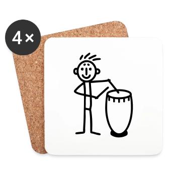 Drummer plays Congas Djembe - Coasters (set of 4) - white - Front