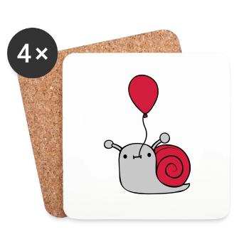 Niedliche Luftballon Schnecke - Untersetzer (4er-Set) - Weiß - Vorne