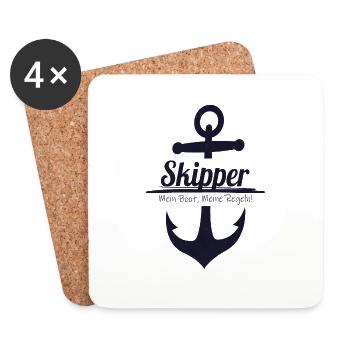 Skipper Kapitän mein Boot - Untersetzer (4er-Set) - Weiß - Vorne