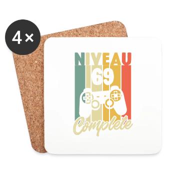 Niveau 69 complete, Cadeau Anniversaire 69 ans - Dessous de verre (lot de 4) - blanc - Devant