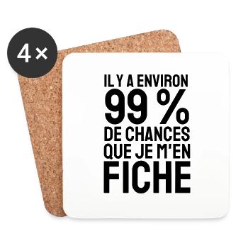 99% de chances que je m'en fiche - Dessous de verre (lot de 4) - blanc - Devant