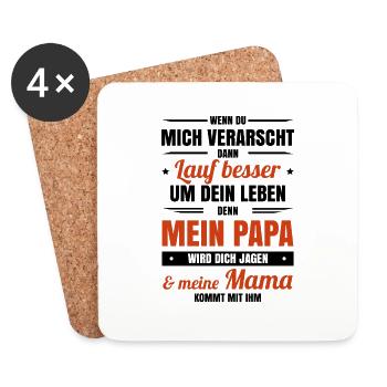 Papa Tochter Beschützter Mama lustig date Sprüche - Untersetzer (4er-Set) - Weiß - Vorne