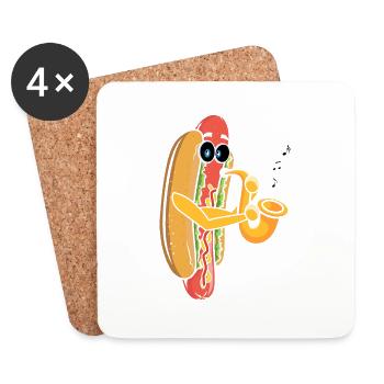Saxophonist Saxophone Wurst Music Musician - Coasters (set of 4) - white - Front