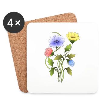 Blumen - Untersetzer (4er-Set) - Weiß - Vorne
