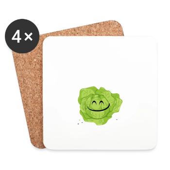 Vegetarischer Kopfsalat, Geschenk, Idee - Untersetzer (4er-Set) - Weiß - Vorne