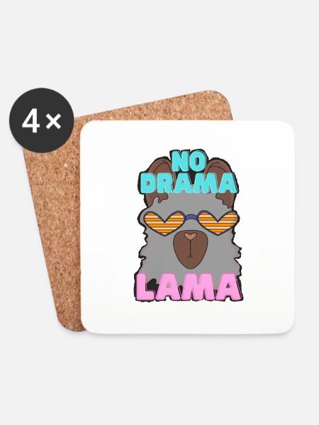 NO DRAMA LAMA - Coasters (set of 4) - white