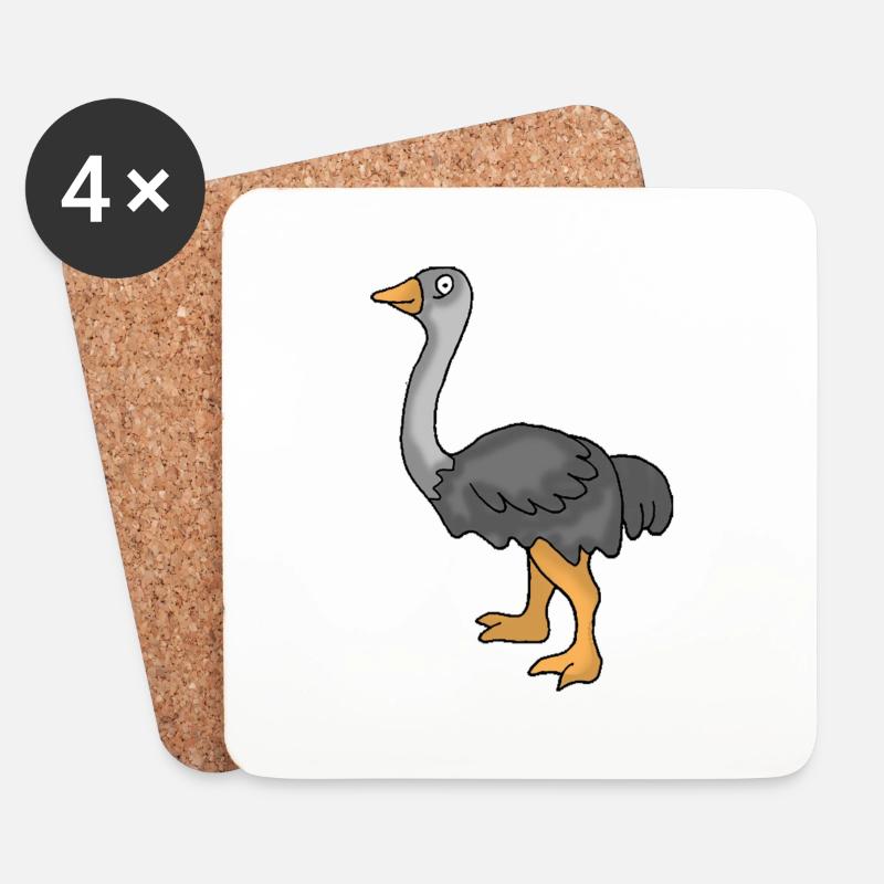Strauß / Emu - Untersetzer (4er-Set) - Weiß