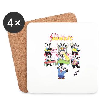 Musik Pandas - Untersetzer (4er-Set) - Weiß - Vorne