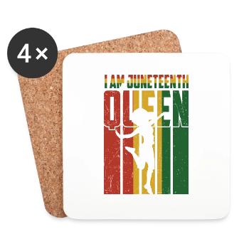 Juneteenth Cadeau de fierté de la Journée de l’histoire des Noirs - Dessous de verre (lot de 4) - blanc - Devant