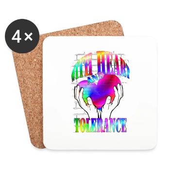 with heart and tolerance rainbow - Coasters (set of 4) - white - Front