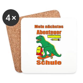 Schulkind Erstklässler Dino zur Einschulung - Untersetzer (4er-Set) - Weiß - Vorne