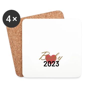 Schwangerschaft und Baby 2023 - Wir freuen uns - Untersetzer (4er-Set) - Weiß - Vorne