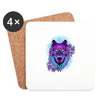 MAGISCHER WOLF - Untersetzer (4er-Set) - Weiß - Vorne