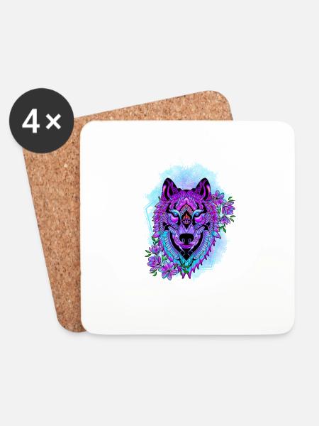 MAGISCHER WOLF - Untersetzer (4er-Set) - Weiß