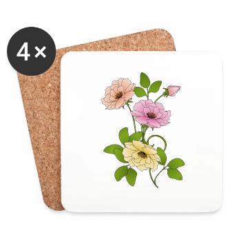 Fleur - Dessous de verre (lot de 4) - blanc - Devant