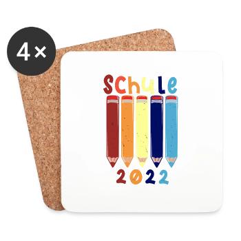 Kinder Schulbeginn Stifte Schule 2022 T shirt - Untersetzer (4er-Set) - Weiß - Vorne