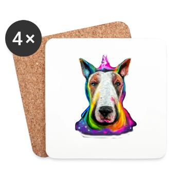 Bullterrier Design in Farbe - Untersetzer (4er-Set) - Weiß - Vorne