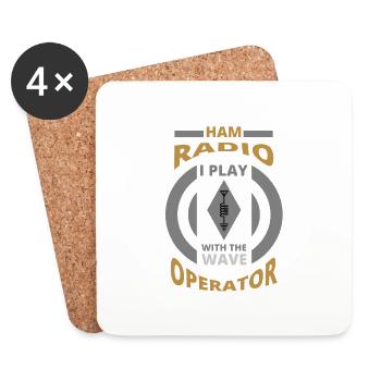 Je joue avec l’onde - Opérateur de radio amateur - Dessous de verre (lot de 4) - blanc - Devant