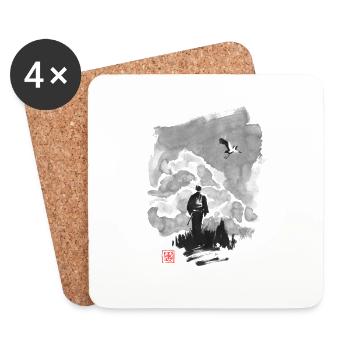 samurai with storke - Dessous de verre (lot de 4) - blanc - Devant