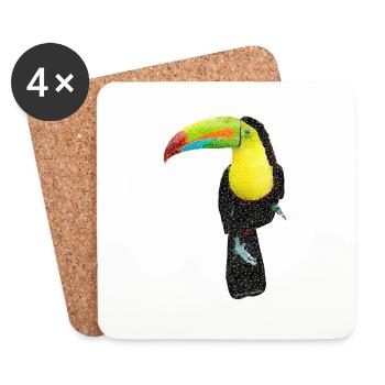 Oiseau ~ le Toucan - Dessous de verre (lot de 4) - blanc - Devant