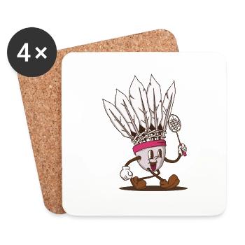 funky shuttlecock face walking retro style - Coasters (set of 4) - white - Front