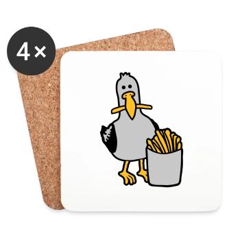 Joyeuses frites volées à la mouette - Dessous de verre (lot de 4) - blanc - Devant