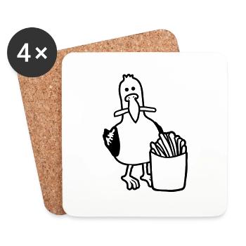 Frites volées mouette heureuse - Dessous de verre (lot de 4) - blanc - Devant