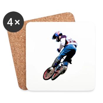 BMX Race Racing Mountainbike Motocross - Untersetzer (4er-Set) - Weiß - Vorne