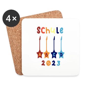 Schule 2023 ABCD Rockgitarre T shirt - Untersetzer (4er-Set) - Weiß - Vorne