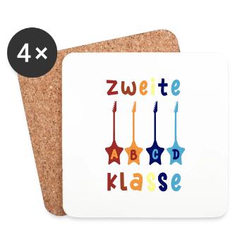 2. Klasse ABCD Rockgitarre Schulbeginn T shirt - Untersetzer (4er-Set) - Weiß - Vorne