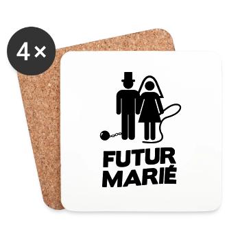 Evg futur marié pour un Enterrement Vie de Garçon - Dessous de verre (lot de 4) - blanc - Devant