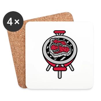 Kleiner Grill Steak BBQ - Untersetzer (4er-Set) - Weiß - Vorne