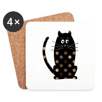 Chat - Dessous de verre (lot de 4) - blanc - Devant