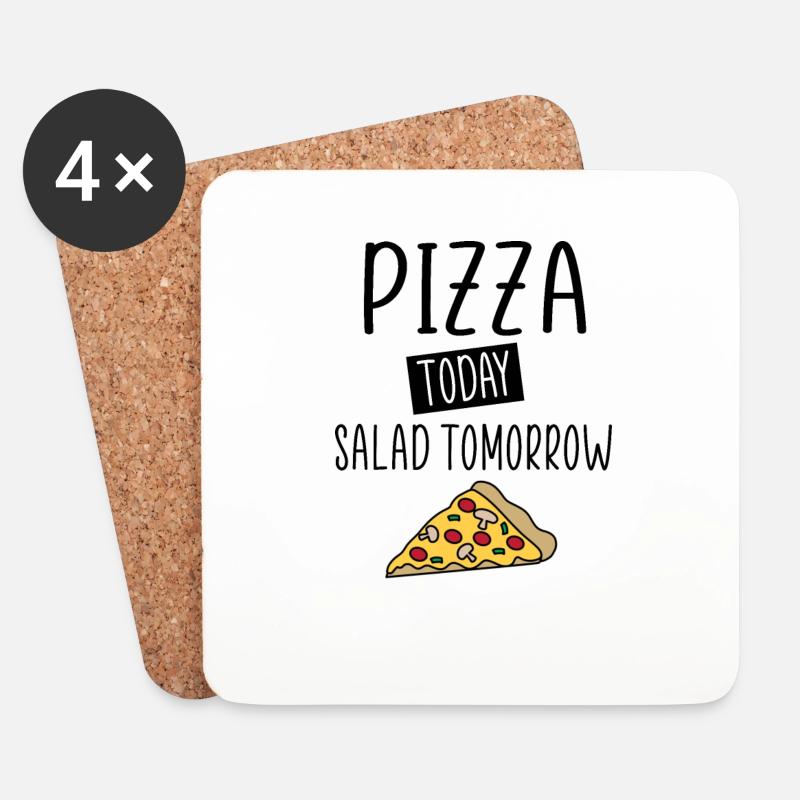 pizza aujourd’hui salade demain - Dessous de verre (lot de 4) - blanc