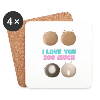 I LOVE YOU ZOO MUCH - Untersetzer (4er-Set) - Weiß - Vorne