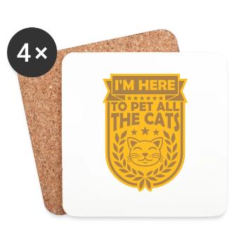 Pet All The Cats - Coasters (set of 4) - white - Front