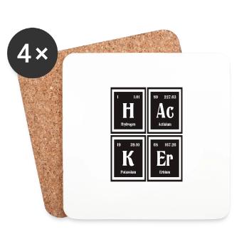 | hacker Tableau périodique des éléments - Dessous de verre (lot de 4) - blanc - Devant