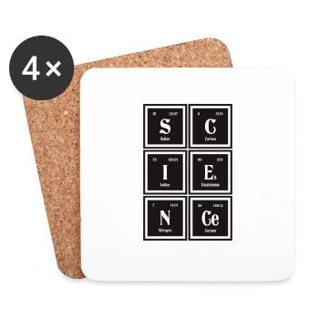 | scientifique Tableau périodique des éléments - Dessous de verre (lot de 4) - blanc - Devant